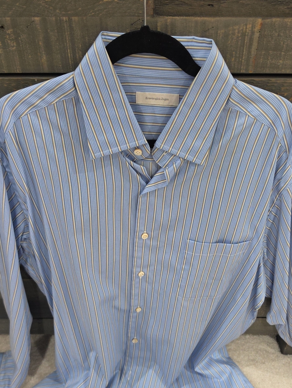 Ermenegildo Zegna Light Blue Striped Men's Dress Shirt